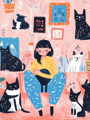 宠物家庭成员插画