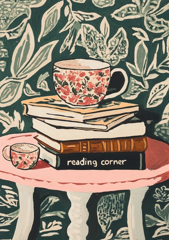 阅读角书桌绿粉装饰