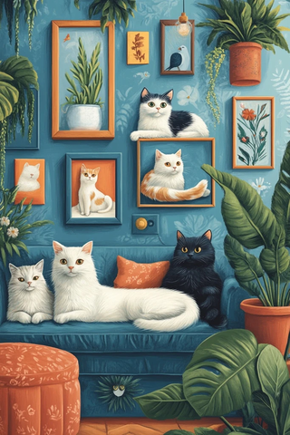 猫咪悠闲高对比背景