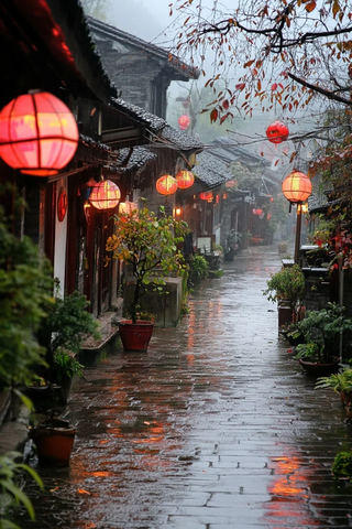 雨夜灯笼巷