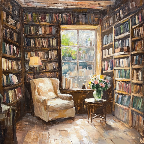 书店书架阅读角落静谧时光