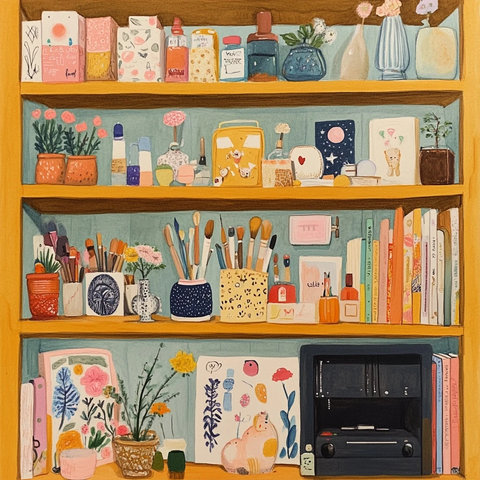 甜蜜艺术品与装饰架展示