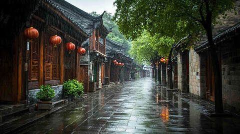 雨中古巷