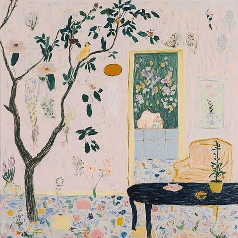 儿童蜡笔画房间