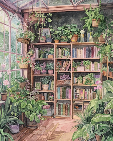 女巫温室植物书籍架