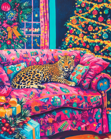 豹纹圣诞客厅装饰画