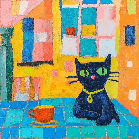 猫桌上民间艺术风格