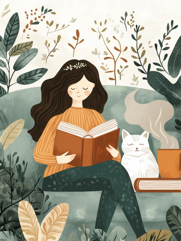 女士读书沙发猫咖啡