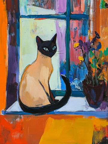 暹罗猫窗台静坐