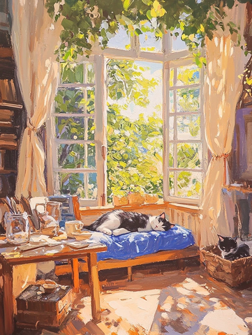 黑白猫躺椅上晒太阳