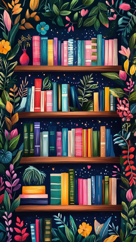 彩色书架插画