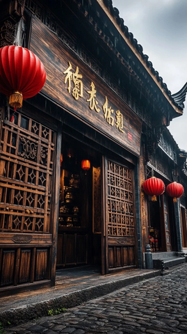 古街木雕店铺