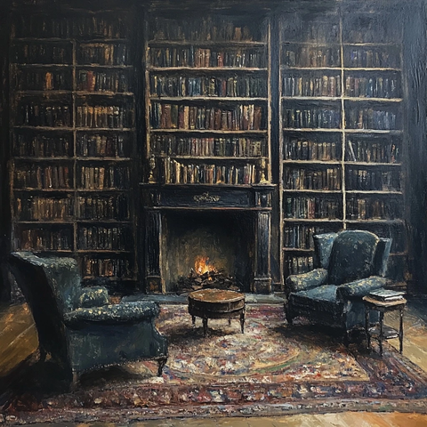 书架满墙的阴暗书房