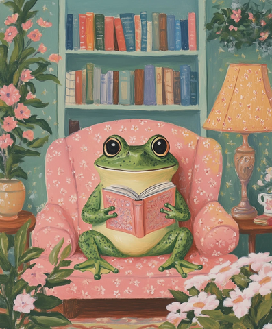 青蛙看书沙发书架灯