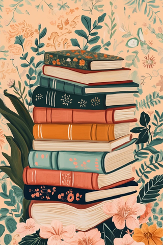 小书堆叠图案插画