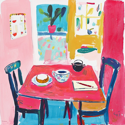 空早餐桌儿童茶杯与文具