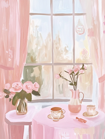 粉色复古风格预科绘画