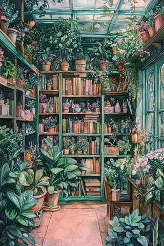 女巫温室书架植物景观
