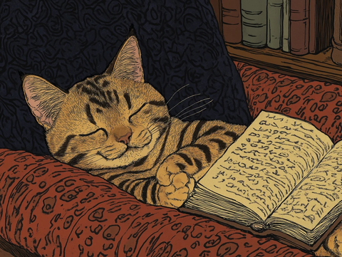 猫读物椅子插图