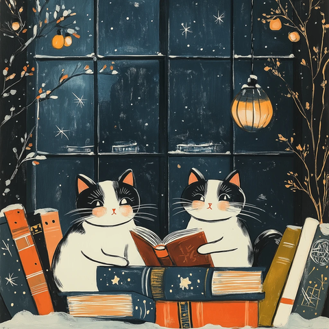 书店里的猫咪与书籍