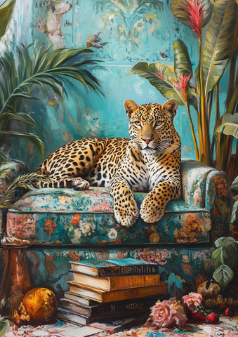 豹子与书堆的室内生活