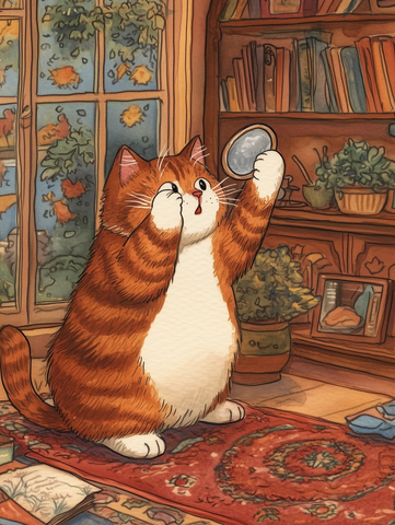 猫照镜子拔胡须