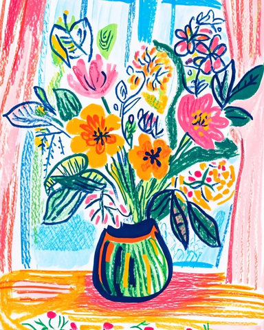 花朵插画数字油画风格