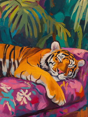 虎眠彩纹沙发热带植物