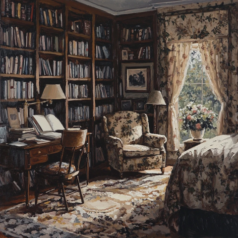 书房卧室一体整洁布局