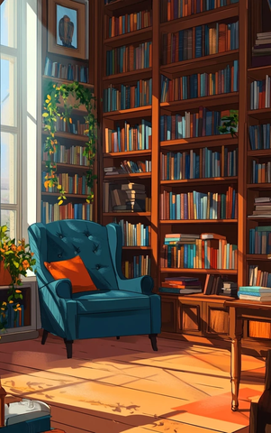 温馨书房与大型书架