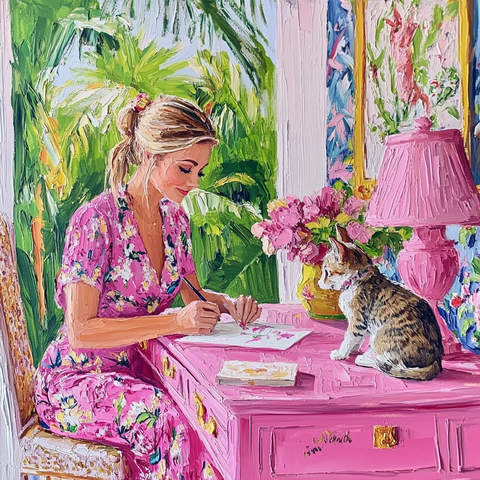 圣诞卡与宠物在粉彩办公桌