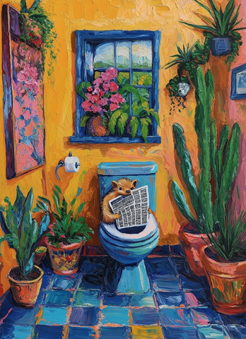 刺猬坐马桶读报纸