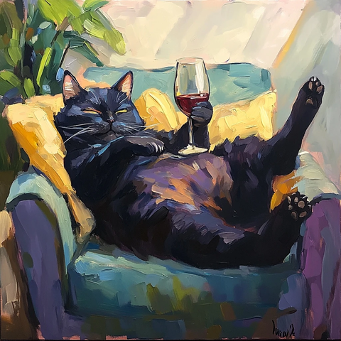 懒猫沙发红酒晚间时光