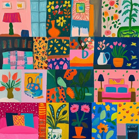 马蒂斯风格室内场景系列画