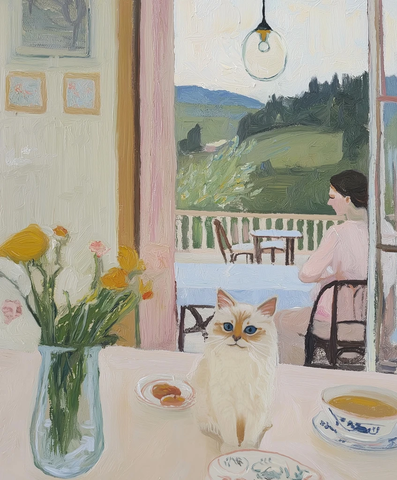 雨天咖啡馆与猫咪