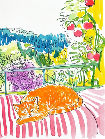 橙猫阳台晒太阳