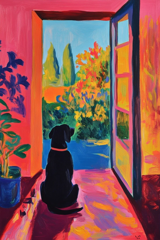 狗在门口看花园