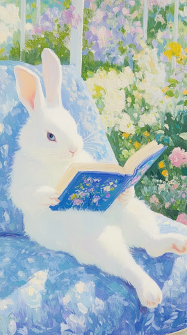 白兔读童书春日花园中