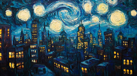 夜色城市街灯星光闪烁