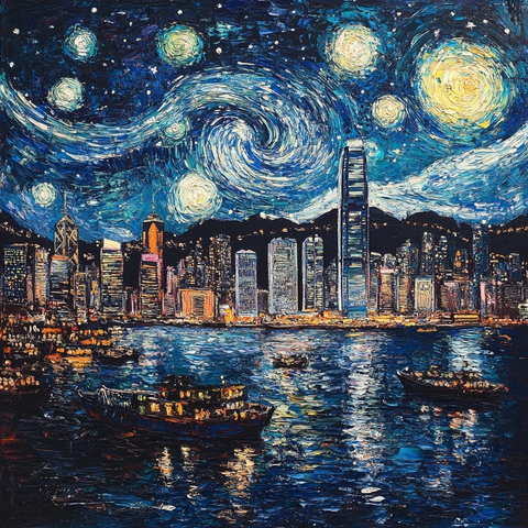 夜空繁星闪烁港湾
