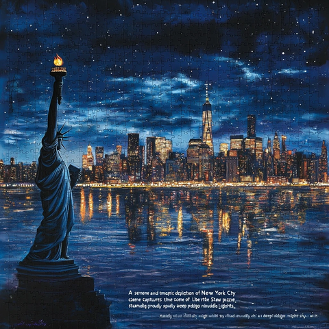 夜晚星光下的自由女神像