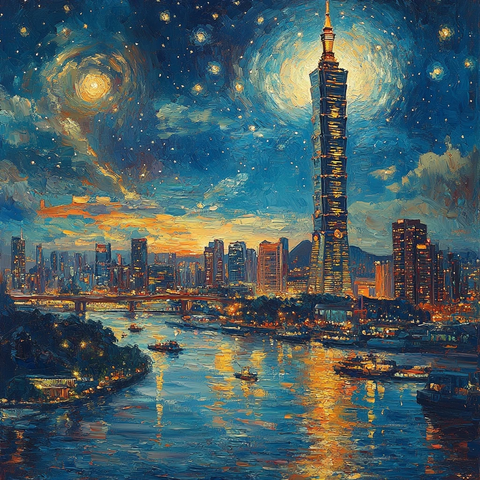 星夜油彩画