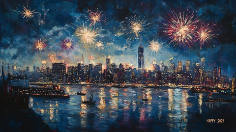 跨年烟花照亮夜空