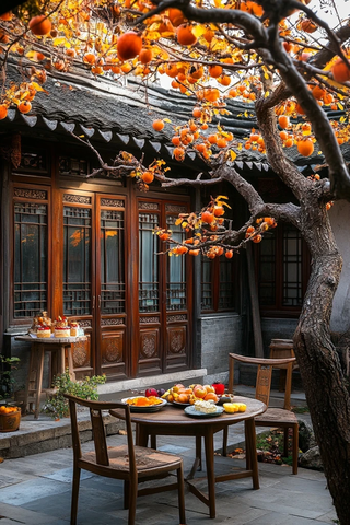 秋柿庭院下午茶