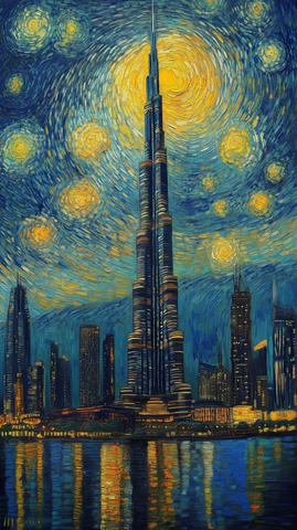 塔楼与星空结合