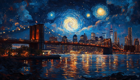 星夜大桥与城市灯火