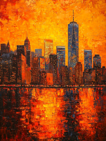 曼哈顿天际线油画
