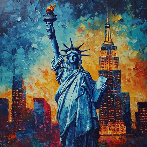 自由女神持帝国大厦