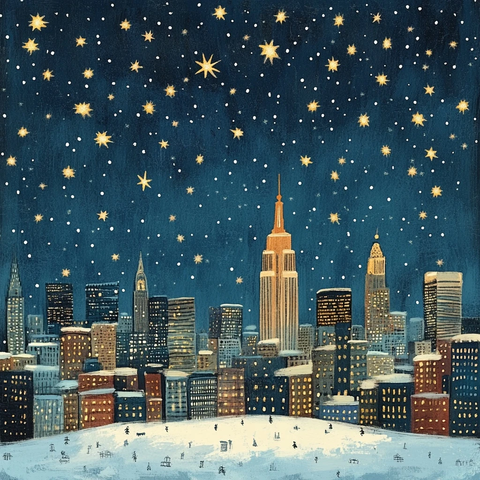 星空冬夜城市景象