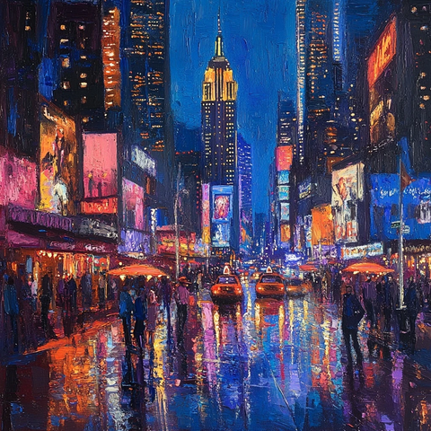 霓虹街道与湿漉人行道